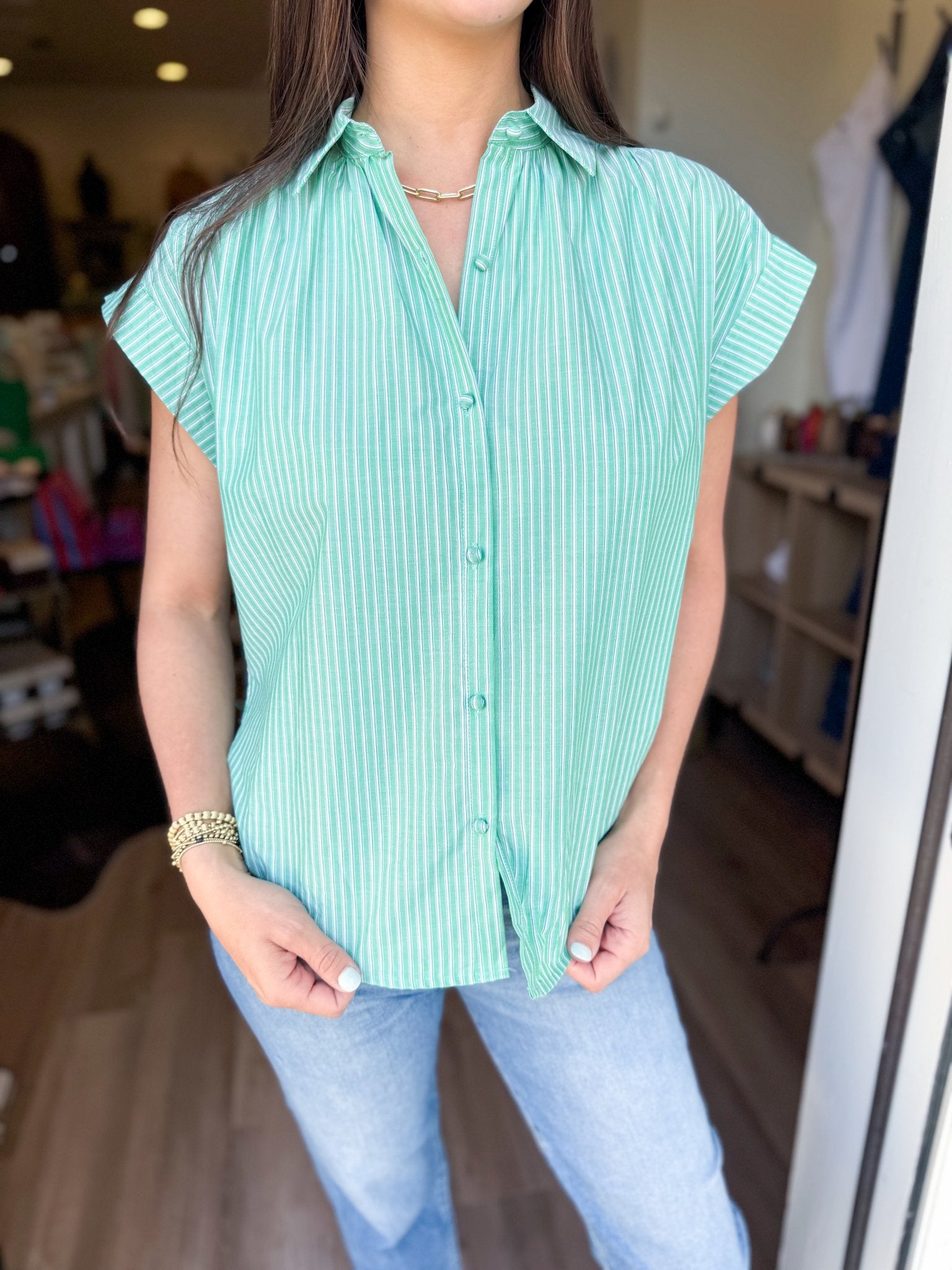 Leah Stripe Button Up - Elk + Elm