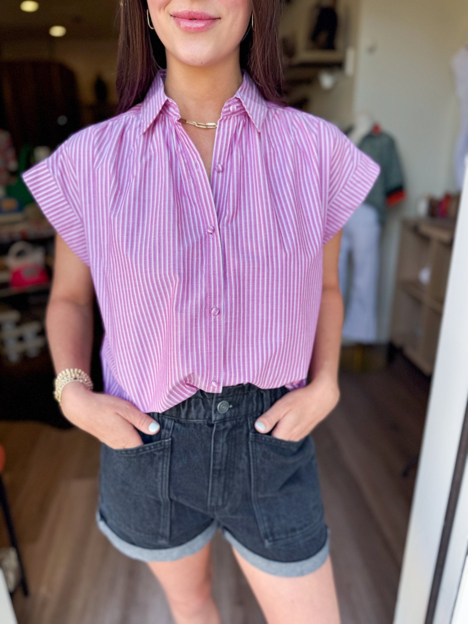 Leah Stripe Button Up - Elk + Elm