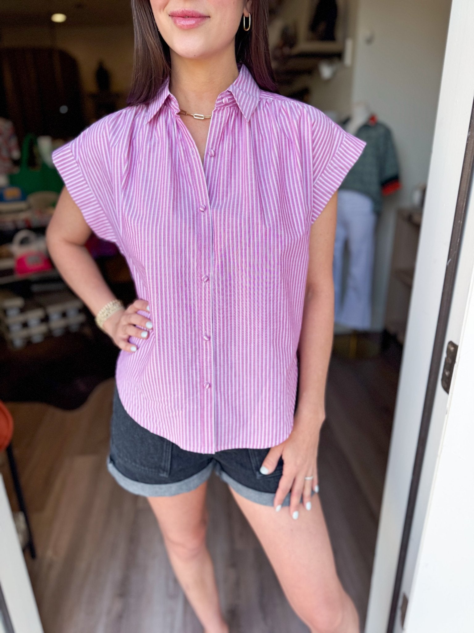 Leah Stripe Button Up - Elk + Elm
