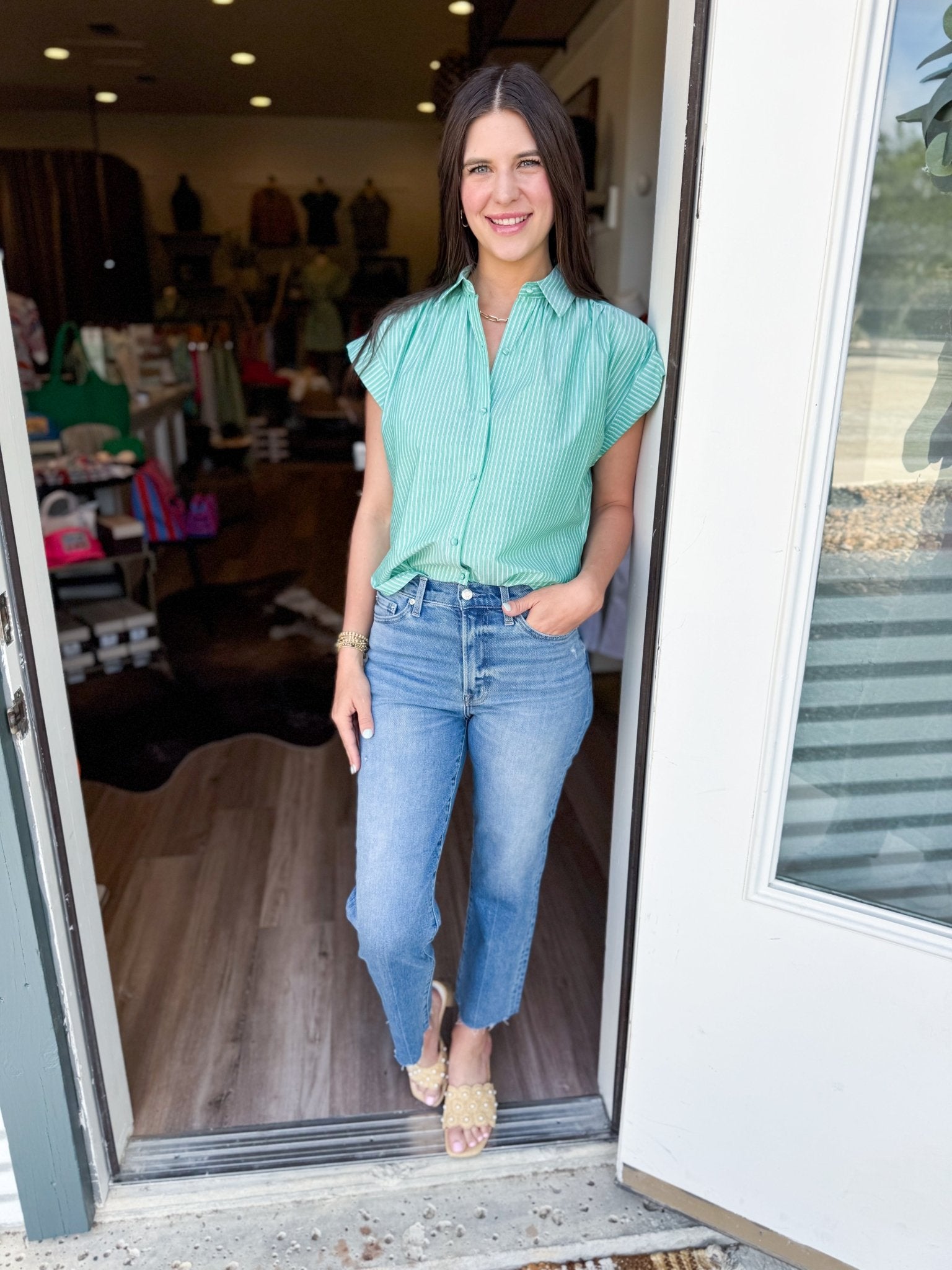 Leah Stripe Button Up - Elk + Elm