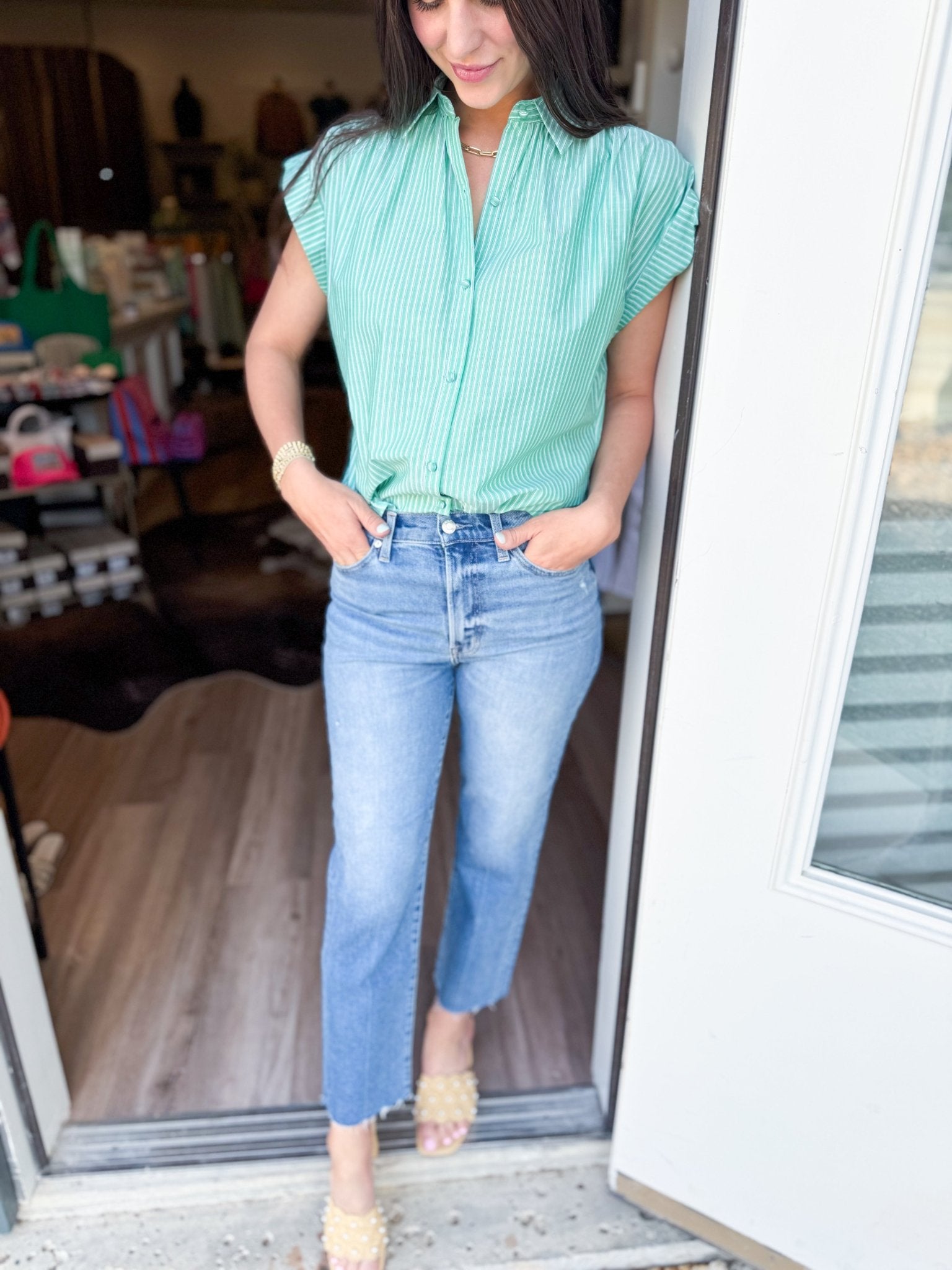 Leah Stripe Button Up - Elk + Elm
