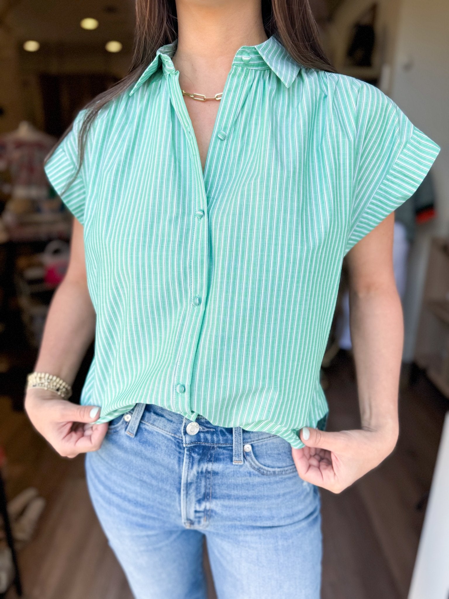 Leah Stripe Button Up - Elk + Elm