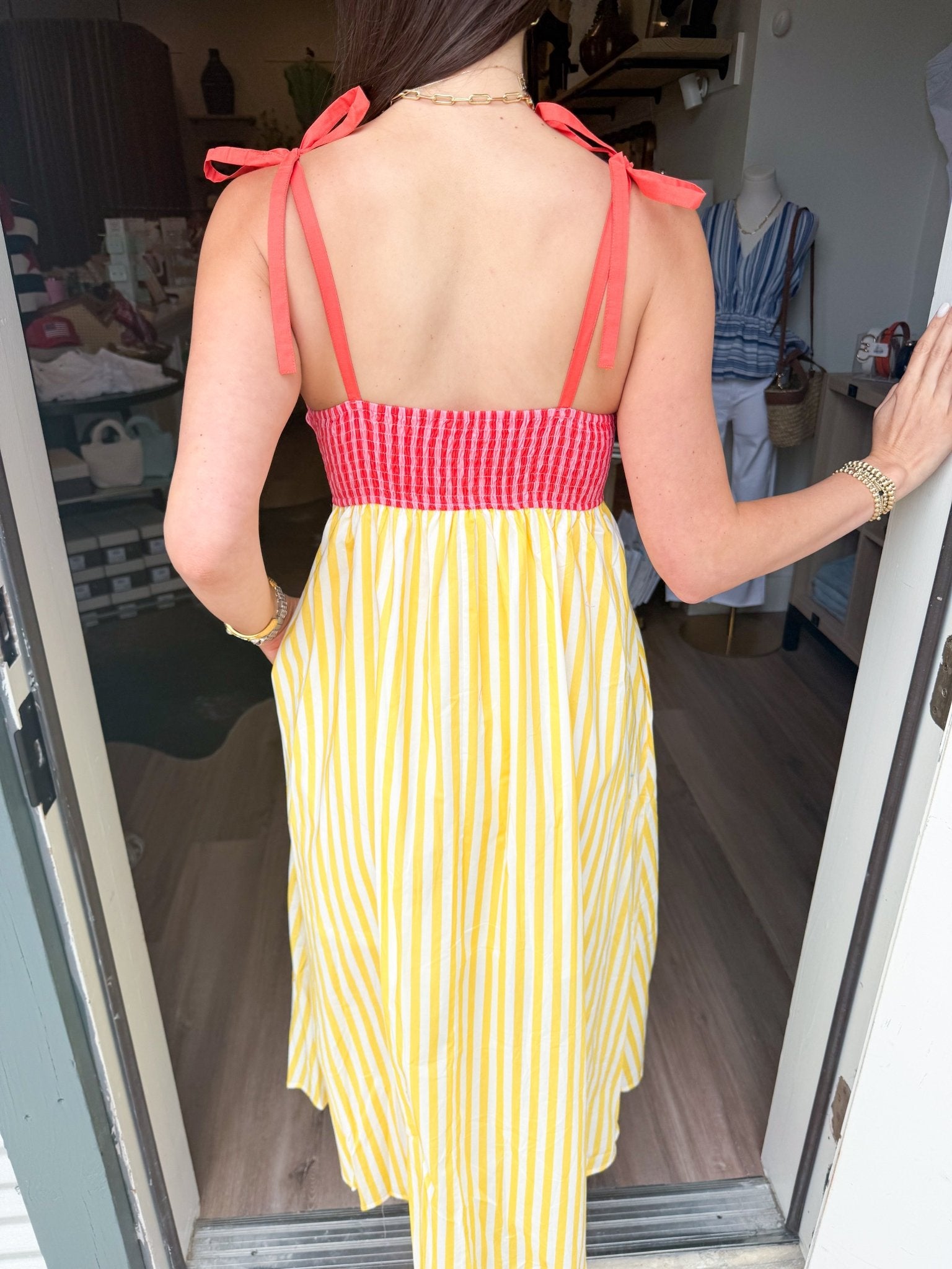 Limoncello Stripe Midi Dress - Elk + Elm