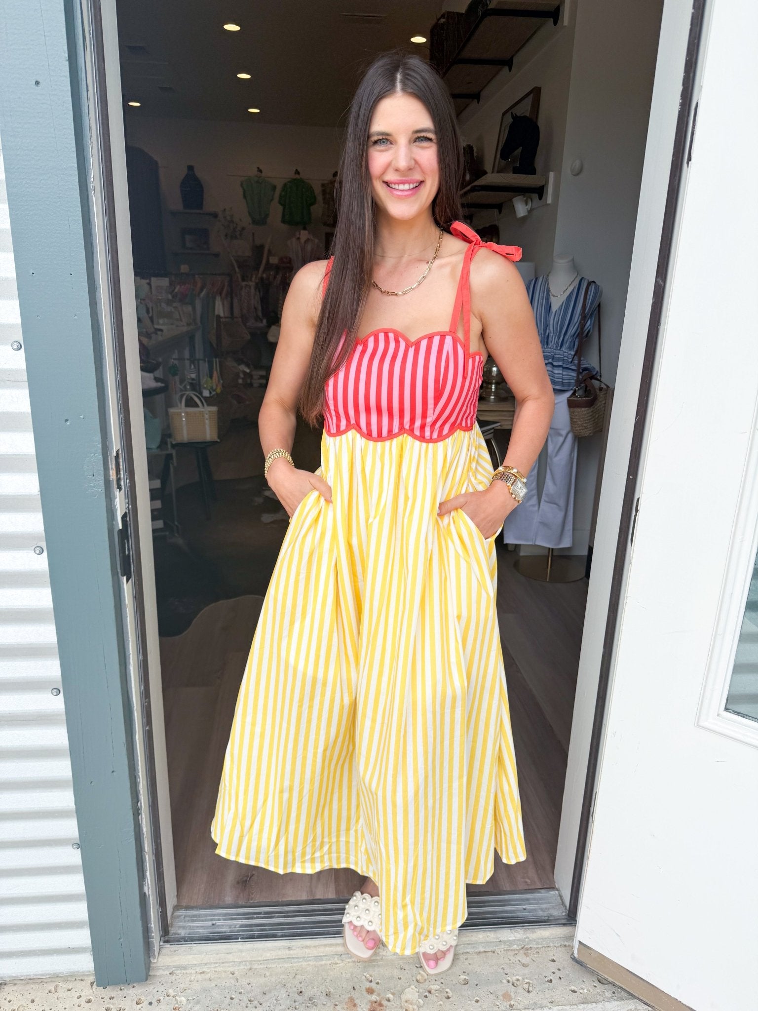 Limoncello Stripe Midi Dress - Elk + Elm