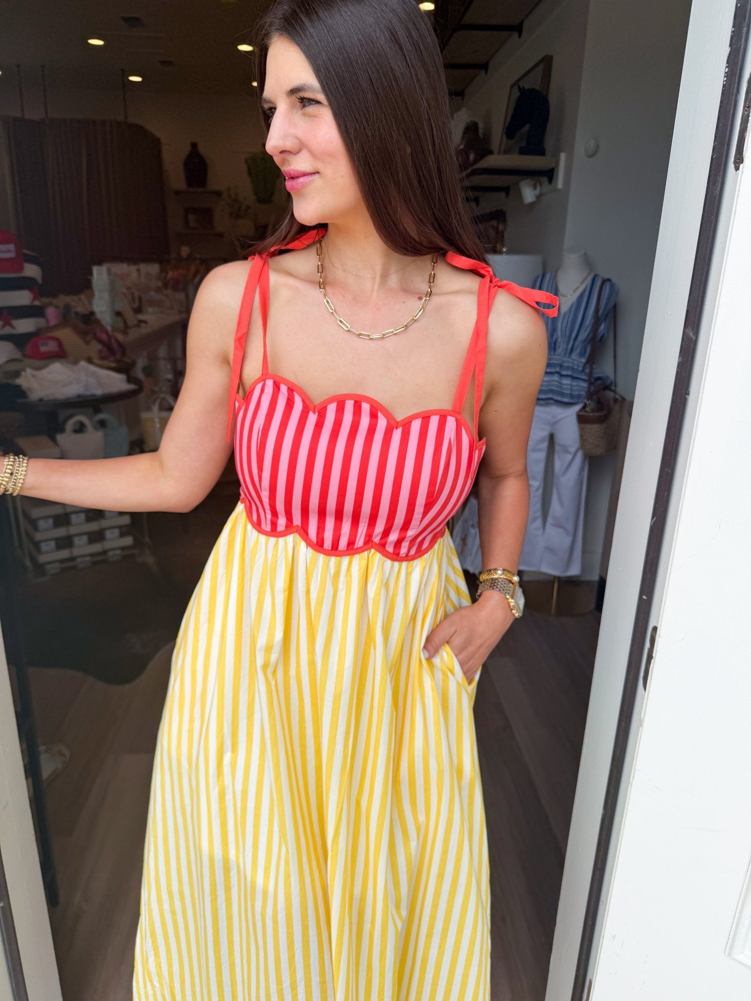 Limoncello Stripe Midi Dress - Elk + Elm
