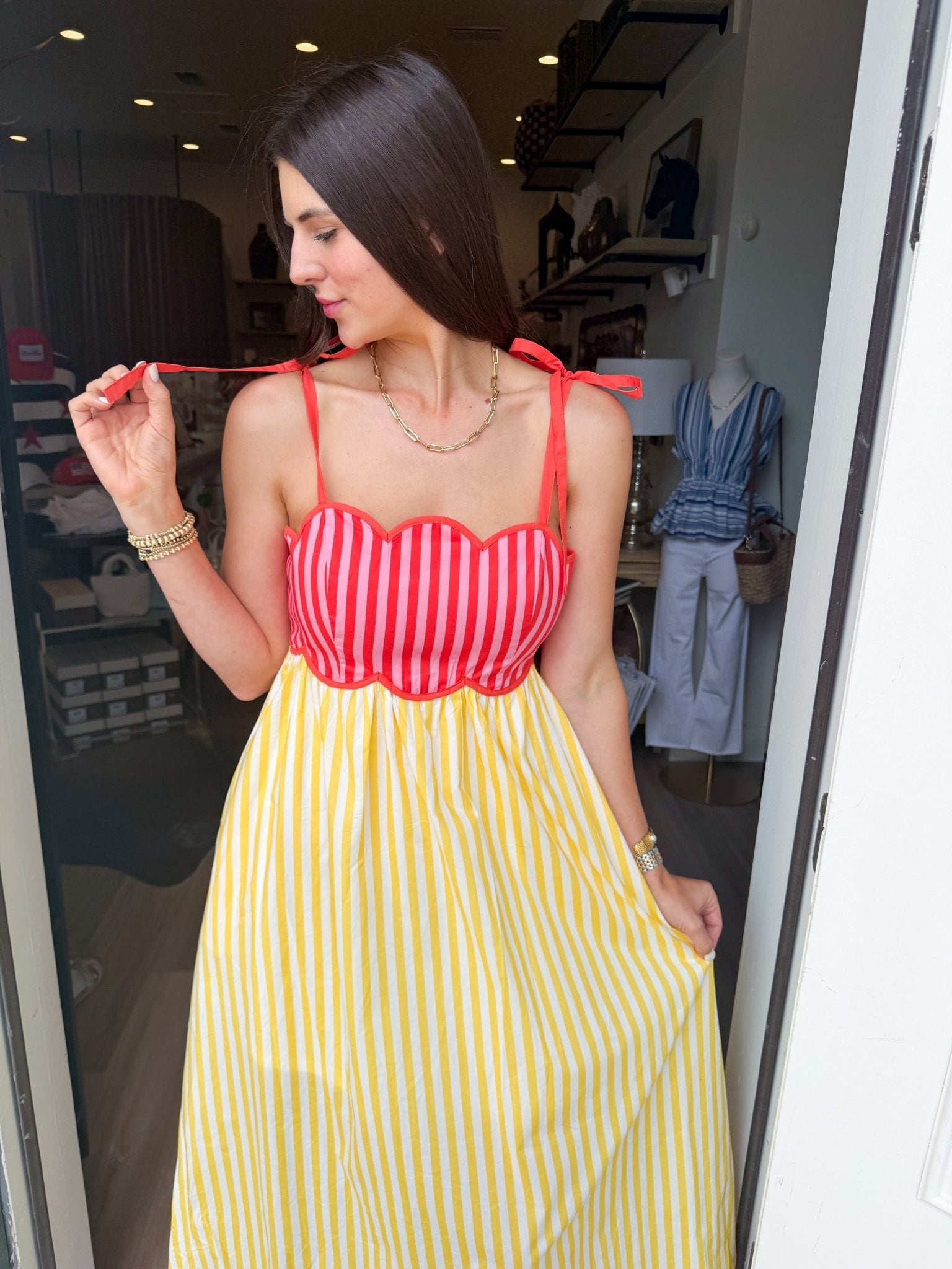 Limoncello Stripe Midi Dress - Elk + Elm