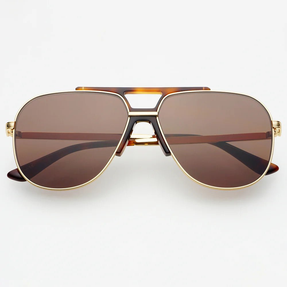 Logan Aviator Unisex Sunglasses - Dark Brown - Elk + Elm