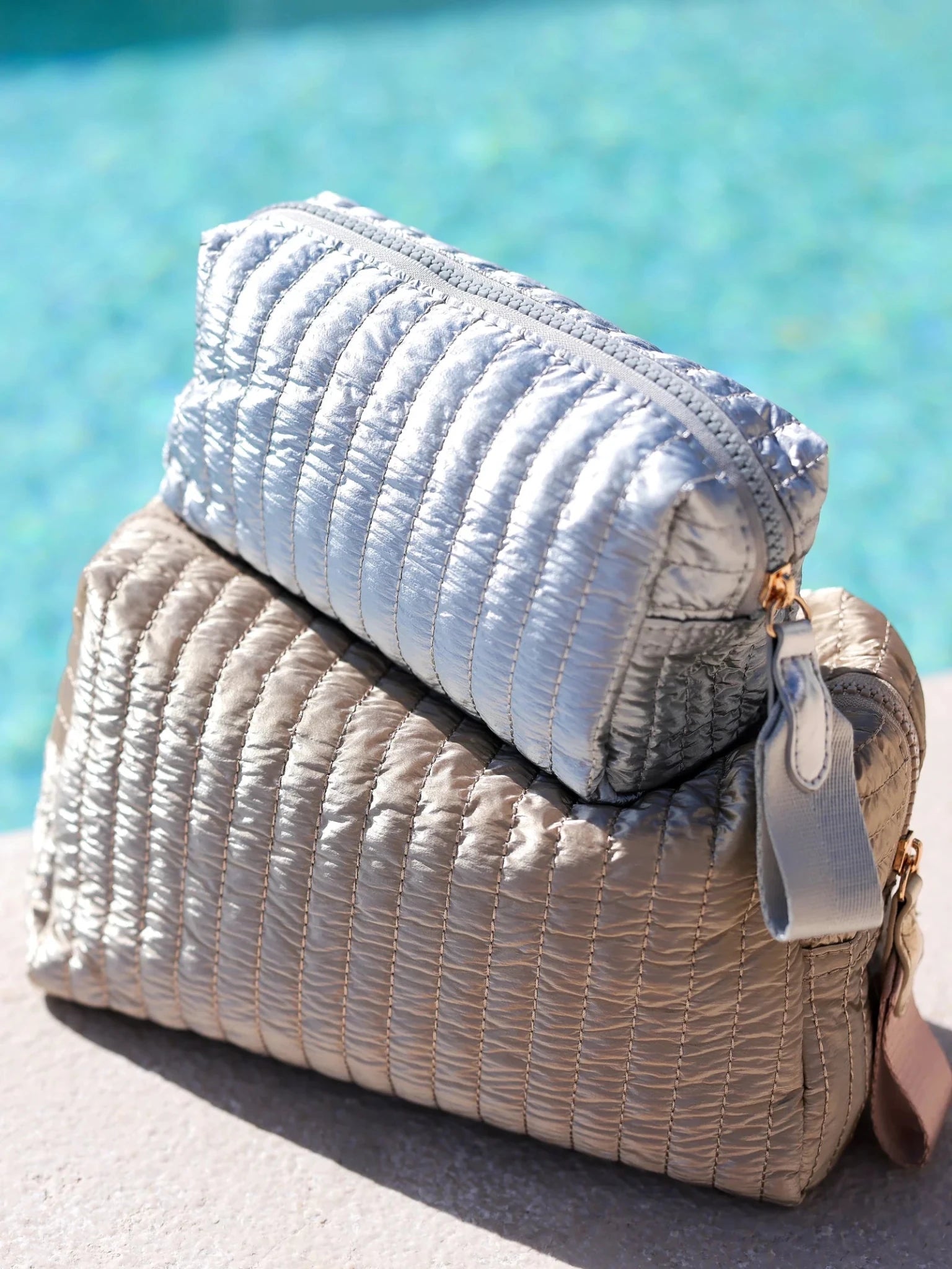 Logan Large Boxy Cosmetic Pouch - Gold - Elk + Elm