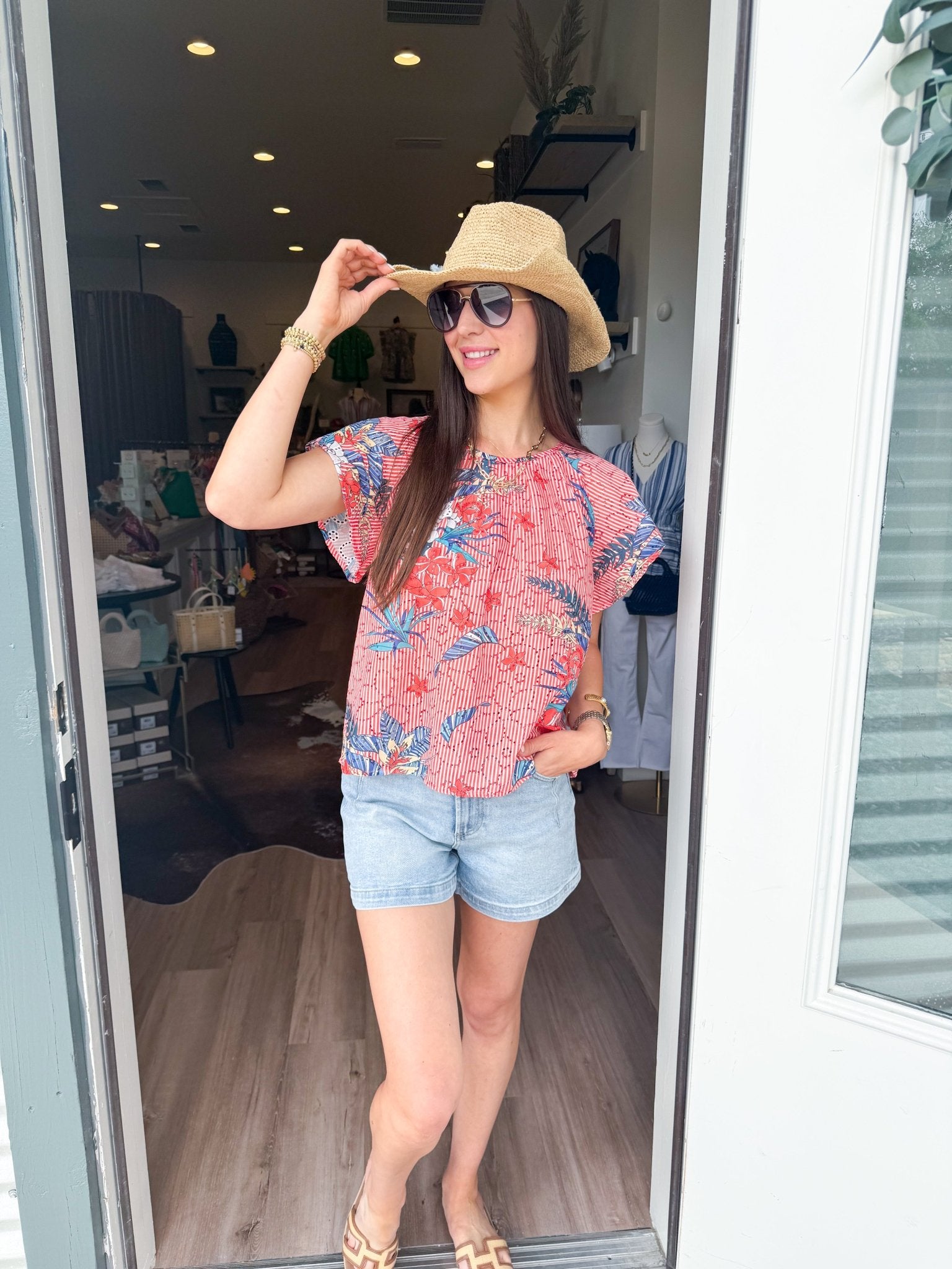 Marlow Floral Stripe Top - Elk + Elm