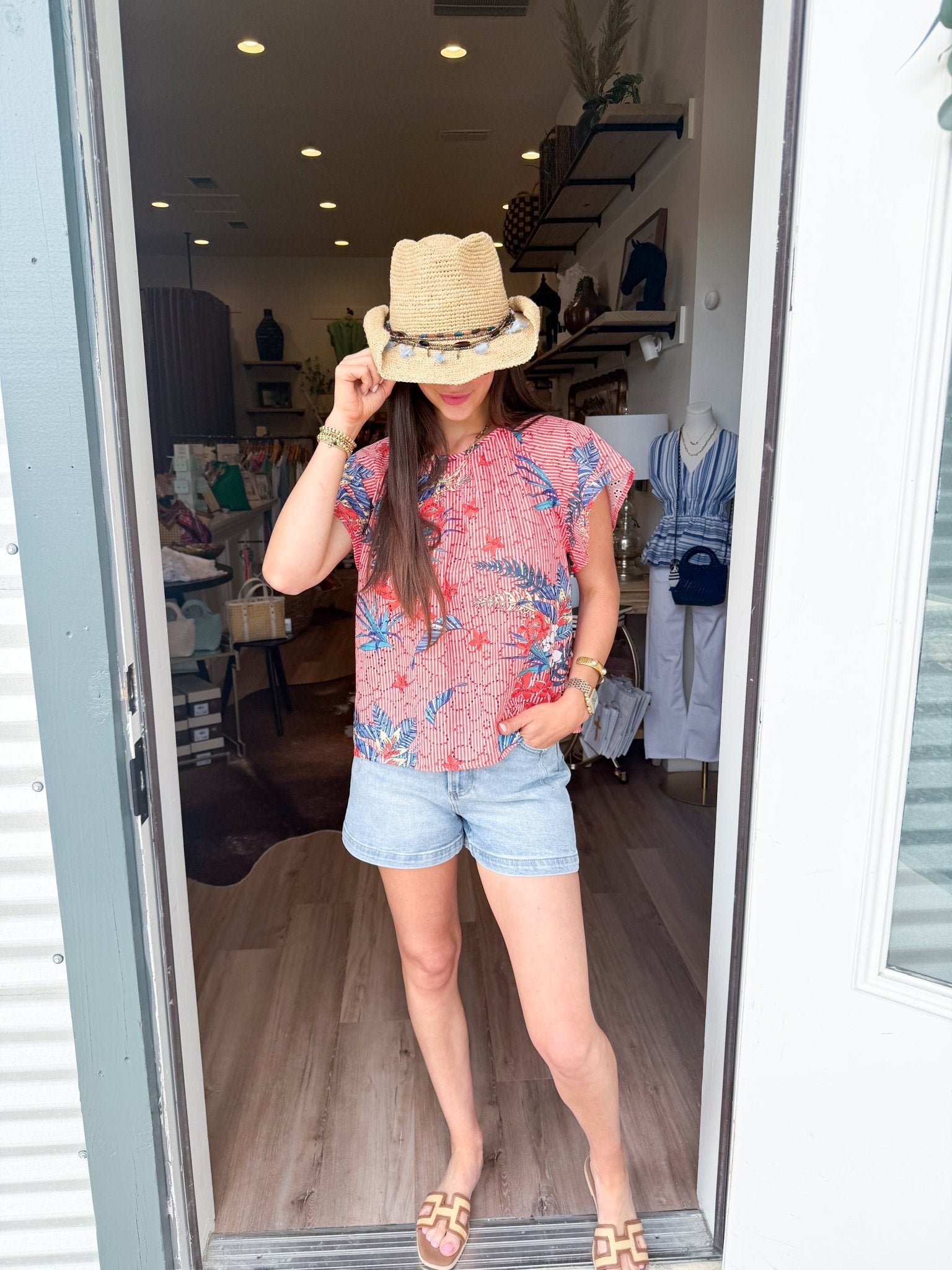 Marlow Floral Stripe Top - Elk + Elm