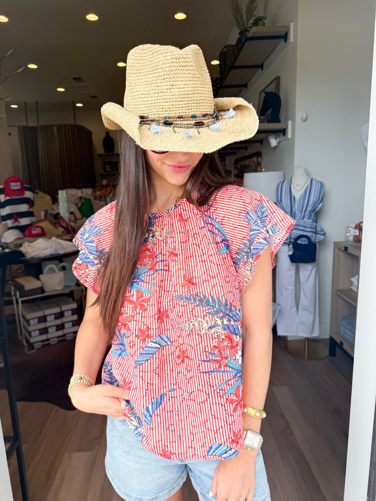 Marlow Floral Stripe Top - Elk + Elm