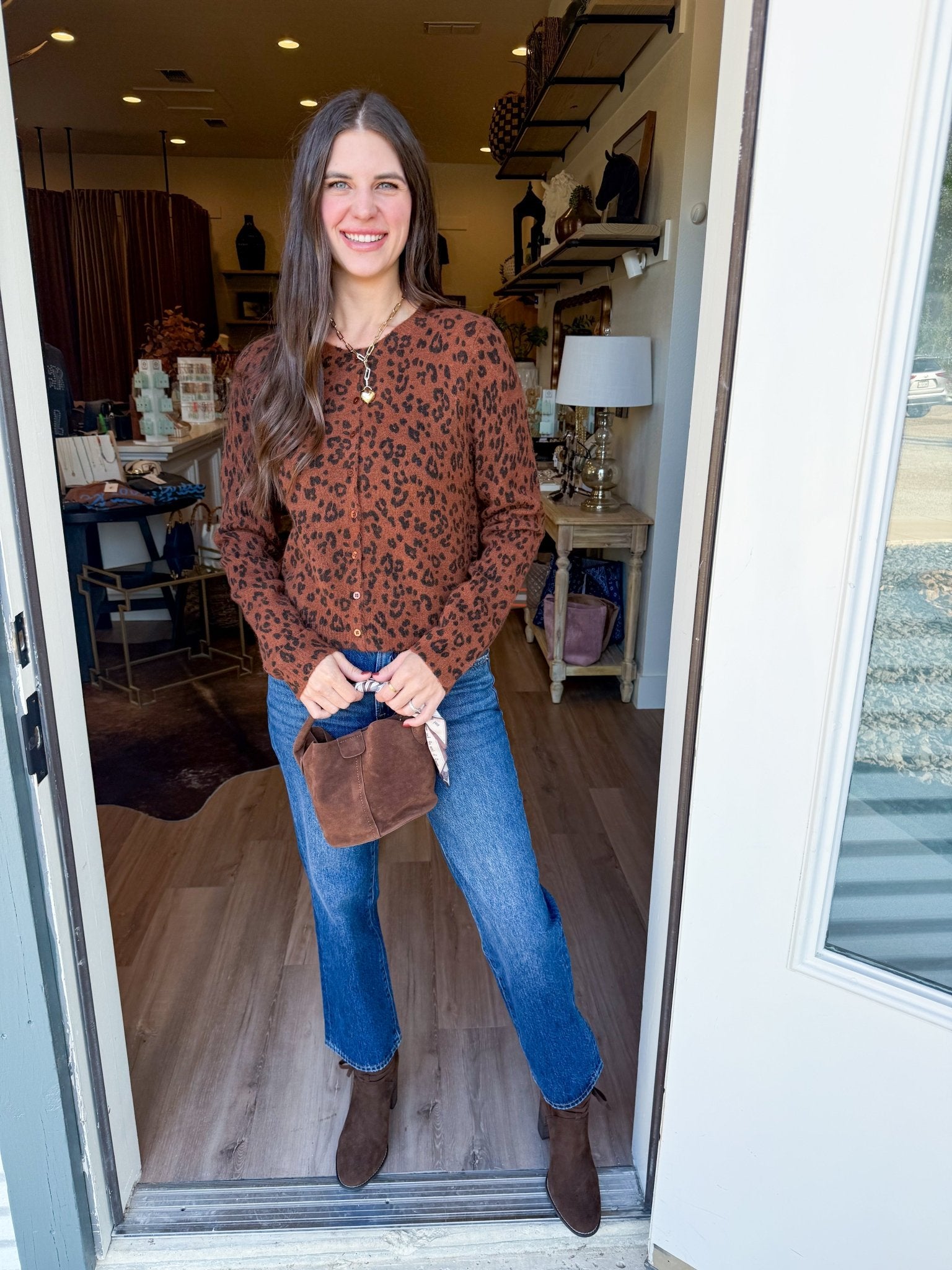 Medina Leopard Cardigan - Elk + Elm