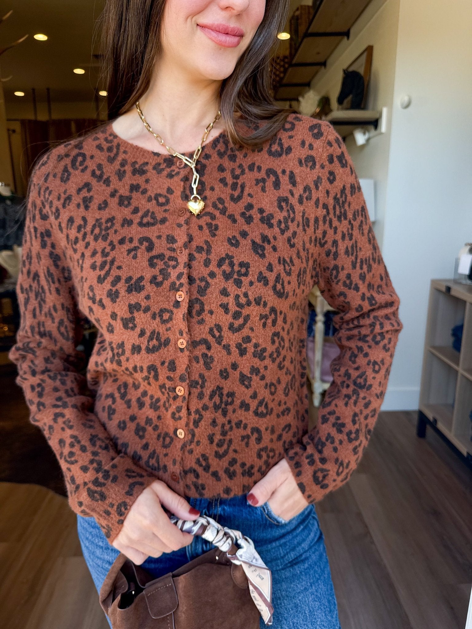 Medina Leopard Cardigan - Elk + Elm