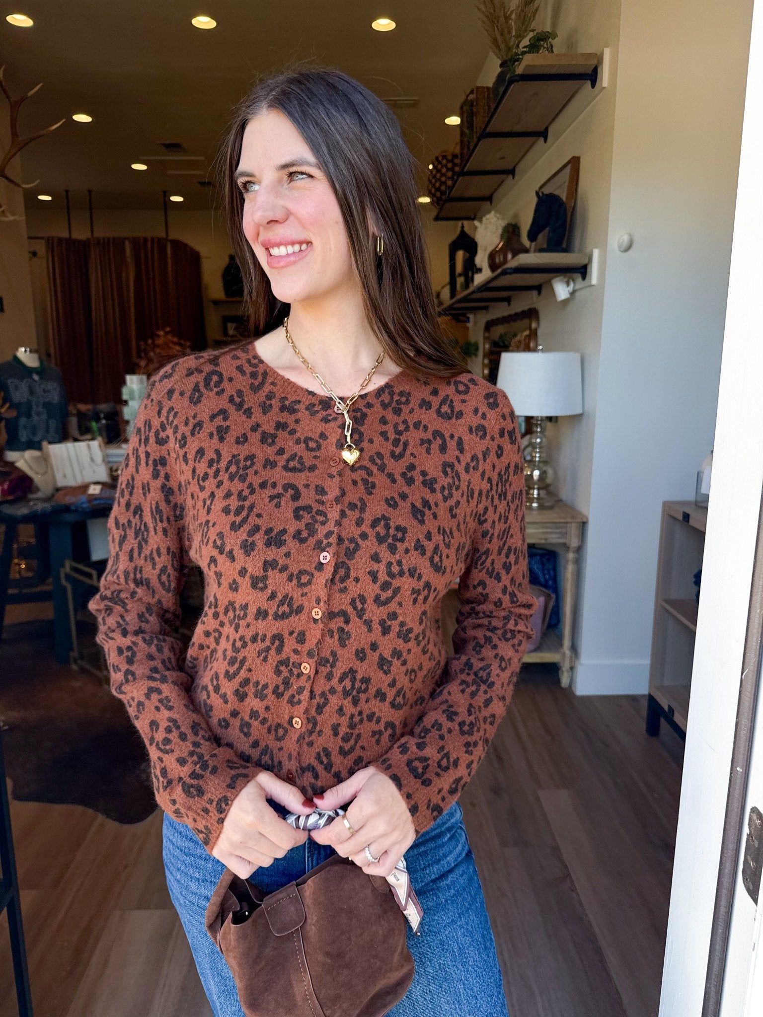 Medina Leopard Cardigan - Elk + Elm