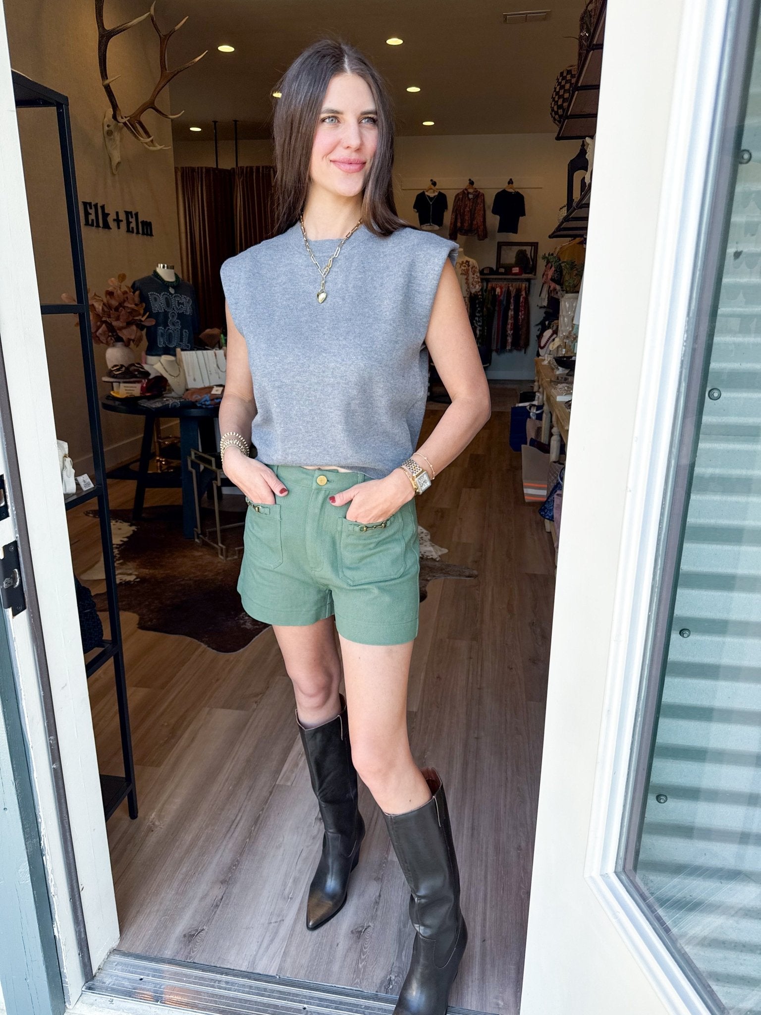 Merritt Knit Top - Gray - Elk + Elm