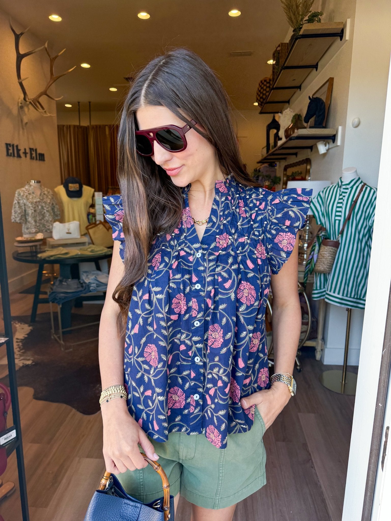 Midnight Garden Flutter Top - Elk + Elm