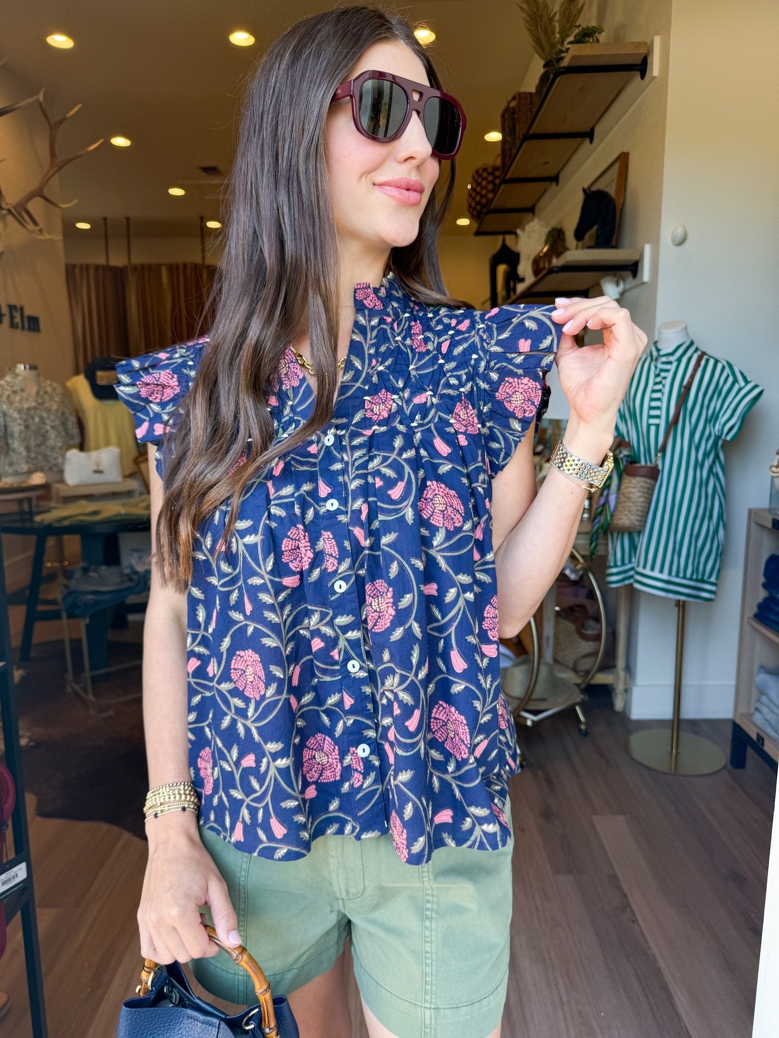 Midnight Garden Flutter Top - Elk + Elm