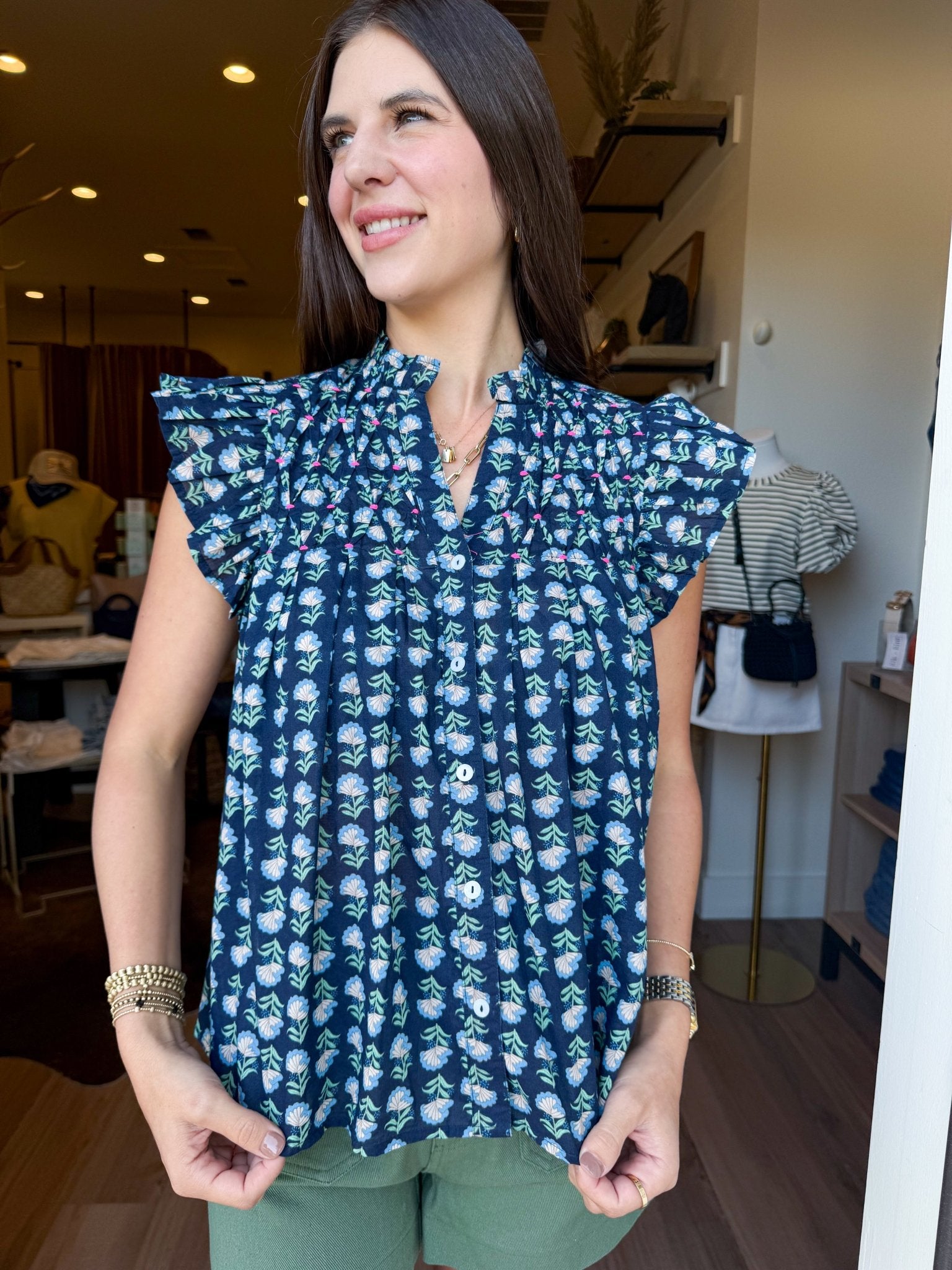 Midnight Garden Flutter Top - Elk + Elm