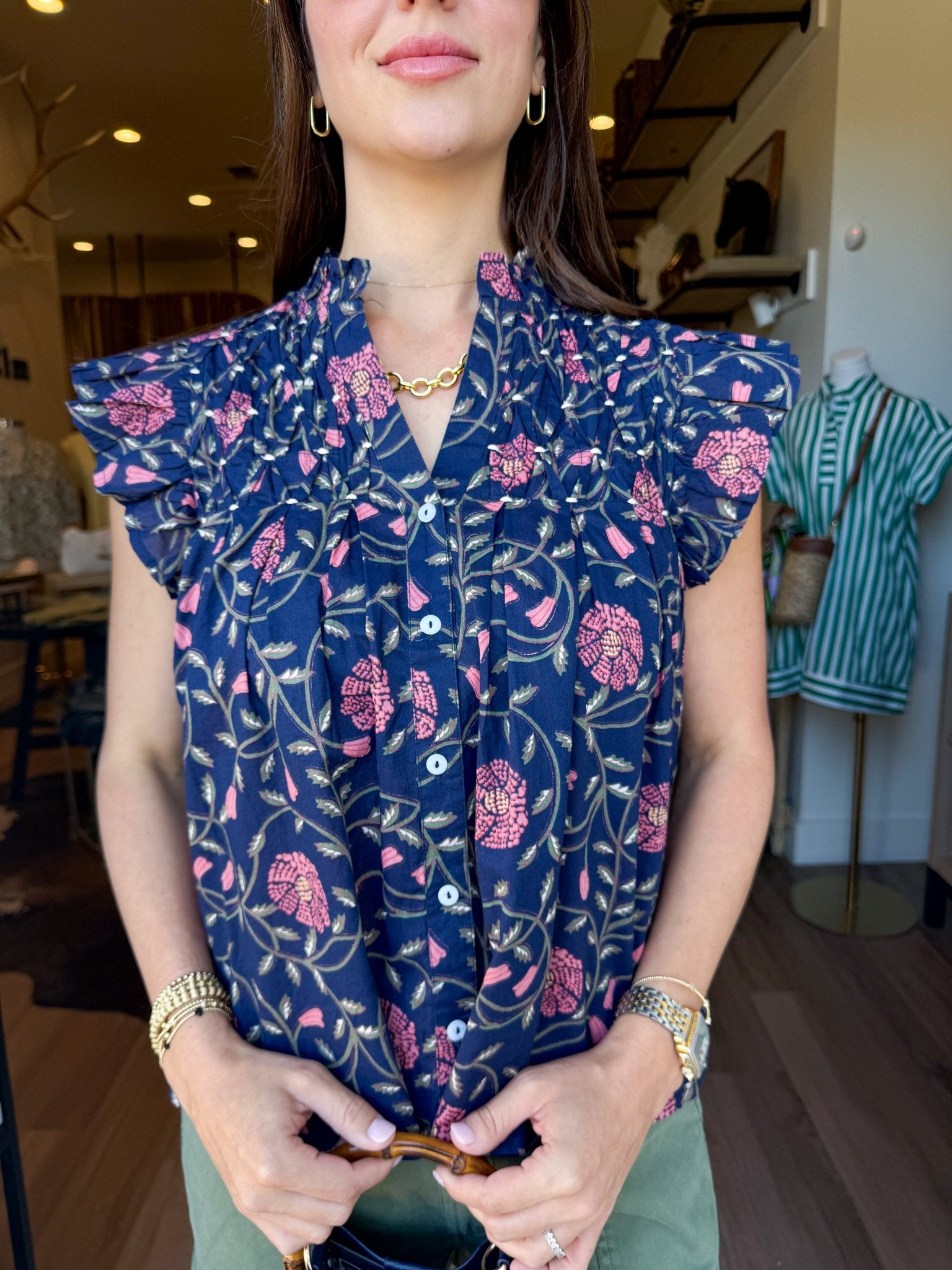 Midnight Garden Flutter Top - Elk + Elm