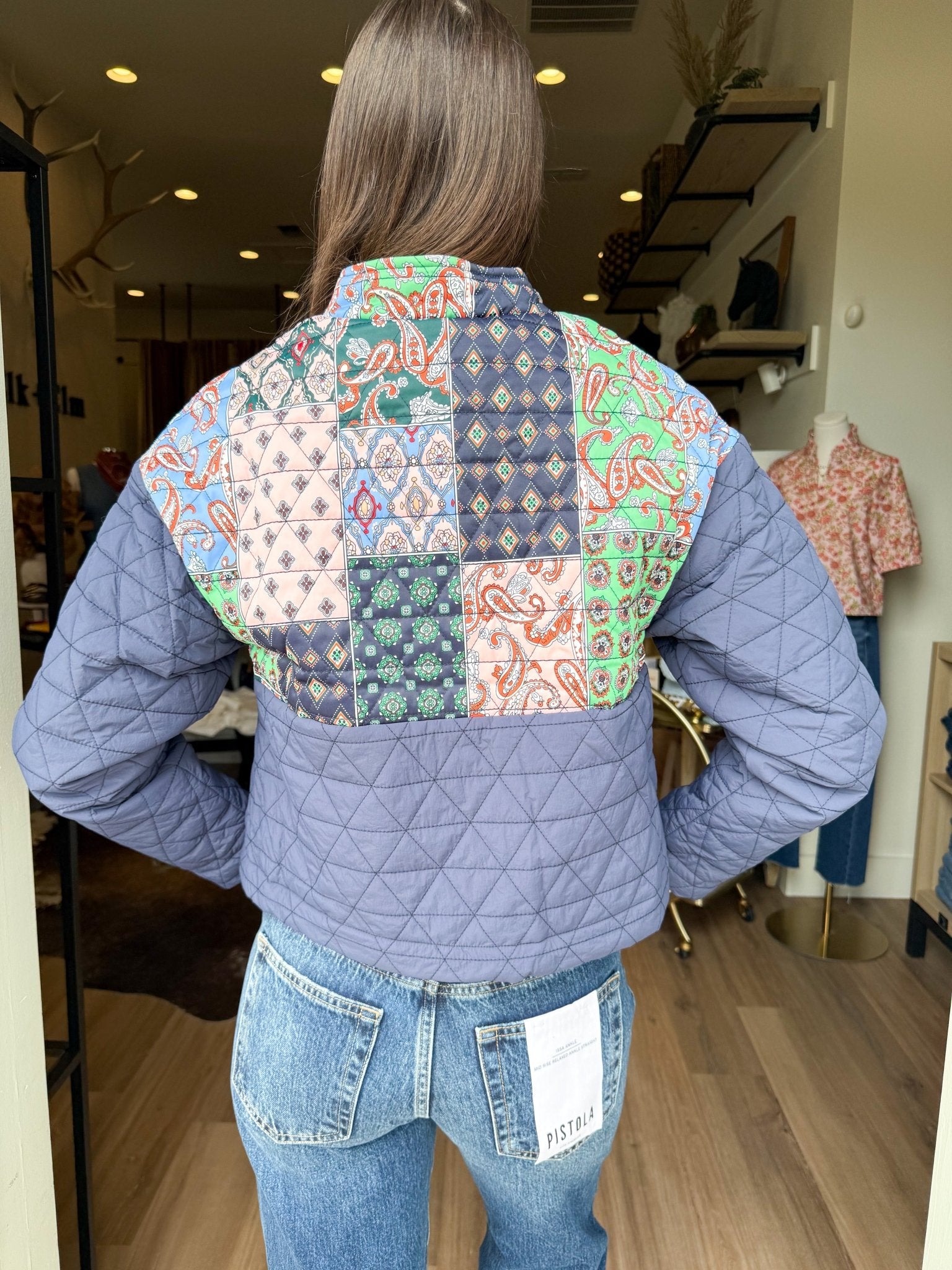 Mixed Print Quilted Jacket - Elk + Elm