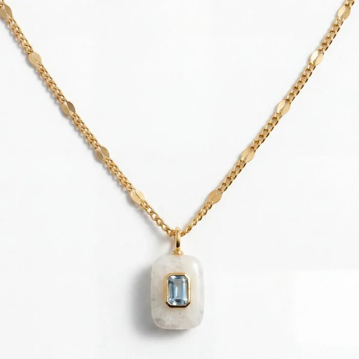 Moonstone and Aquamarine Necklace - Elk + Elm