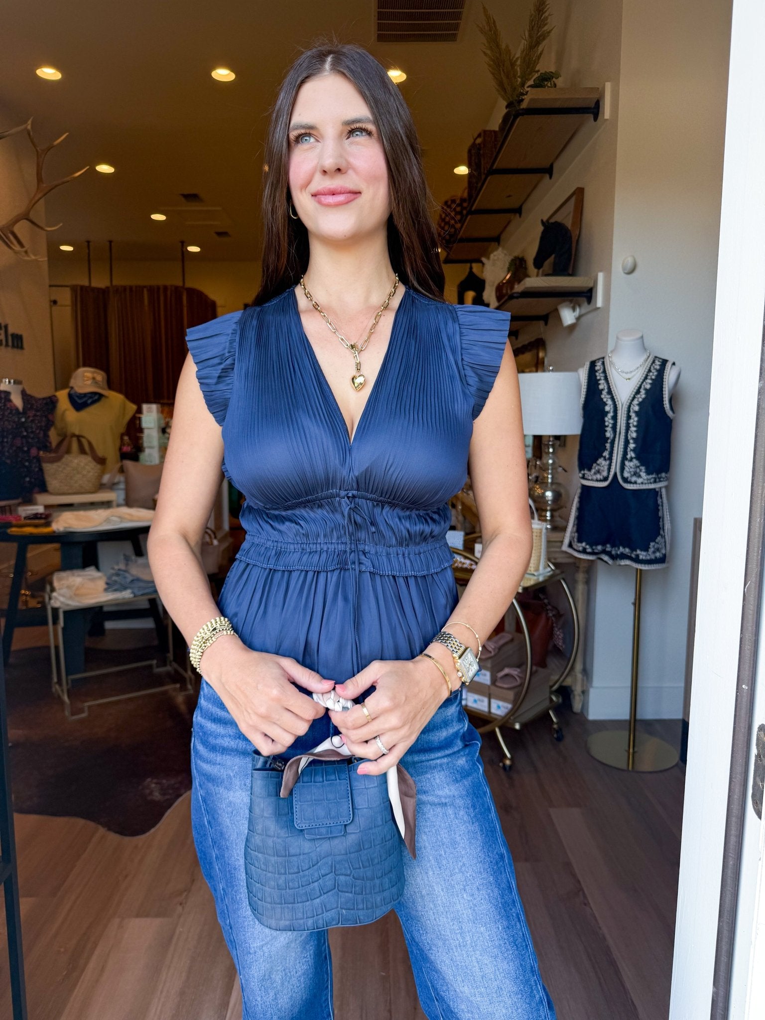 Navy Romance Blouse - Elk + Elm