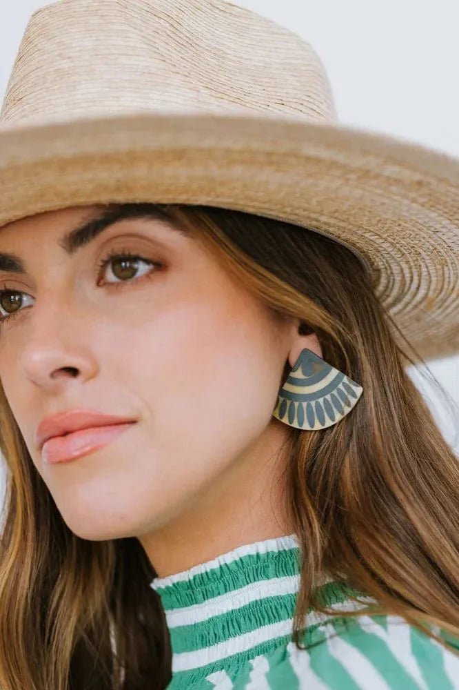 Navy Tile Earrings - Elk + Elm