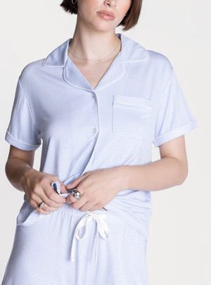 Nella Pajama Set in Light Blue Stripe - Elk + Elm