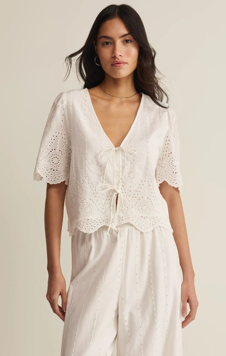 Oceanside Embroidered Top - Elk + Elm