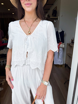 Oceanside Embroidered Top - Elk + Elm