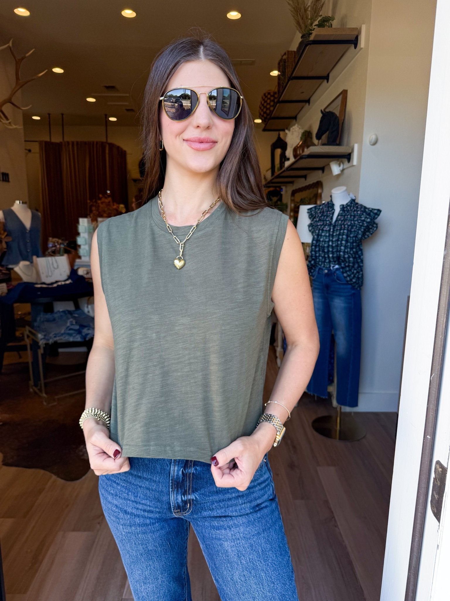 Olive Ease Slub Tee - Elk + Elm