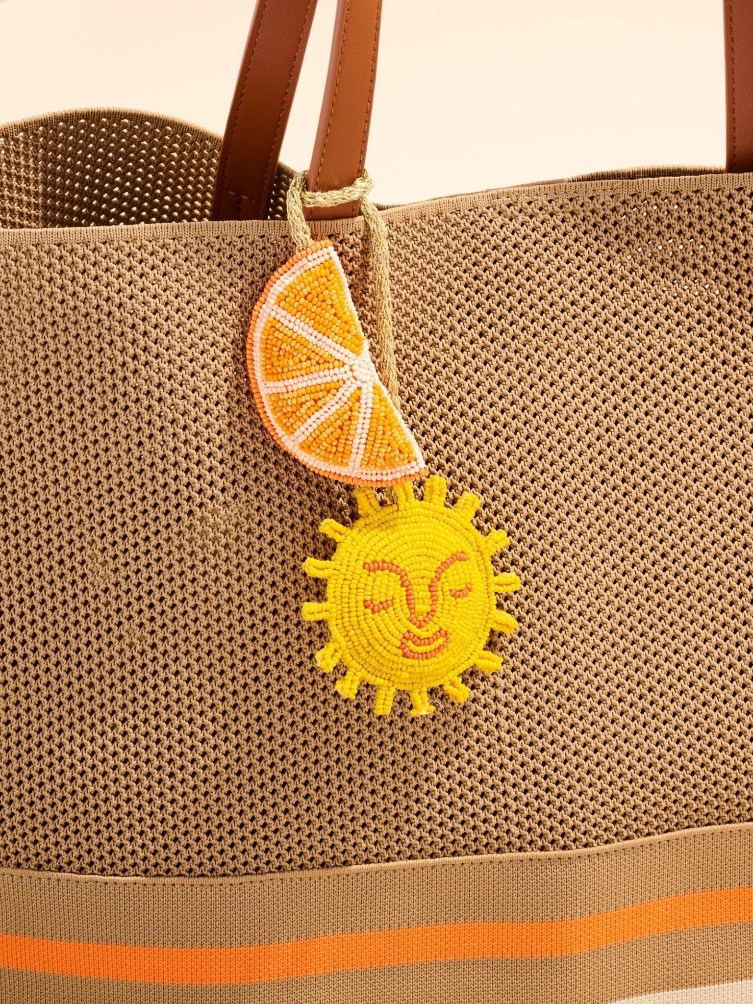 Orange & Sun Beaded Bag Charm - Elk + Elm