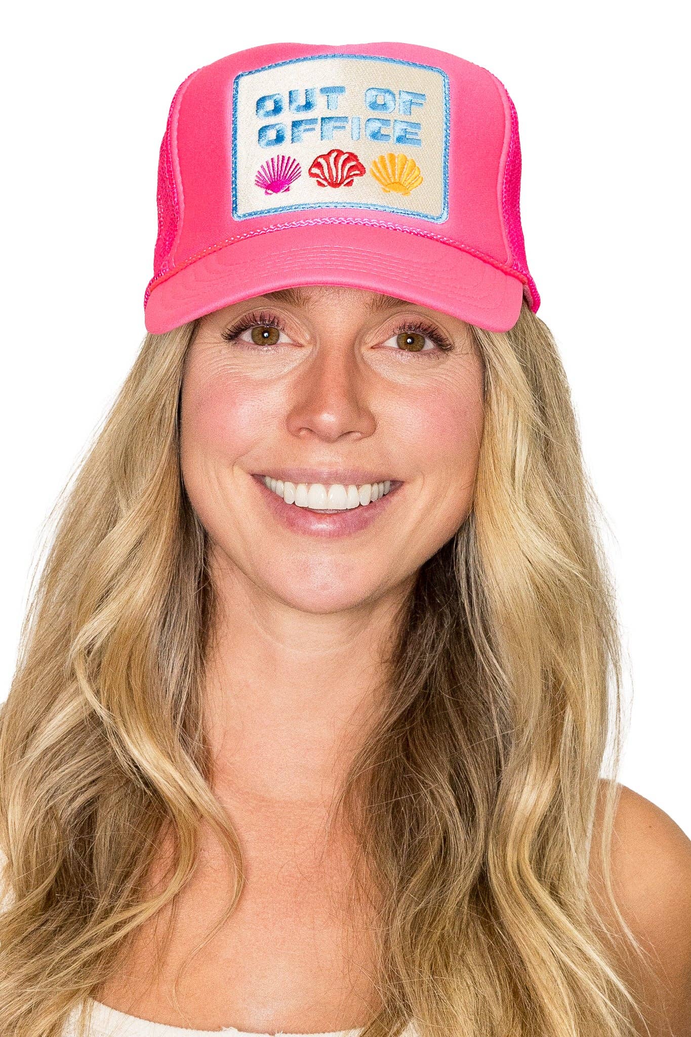 Out Of Office Trucker Hat in Pink - Elk + Elm