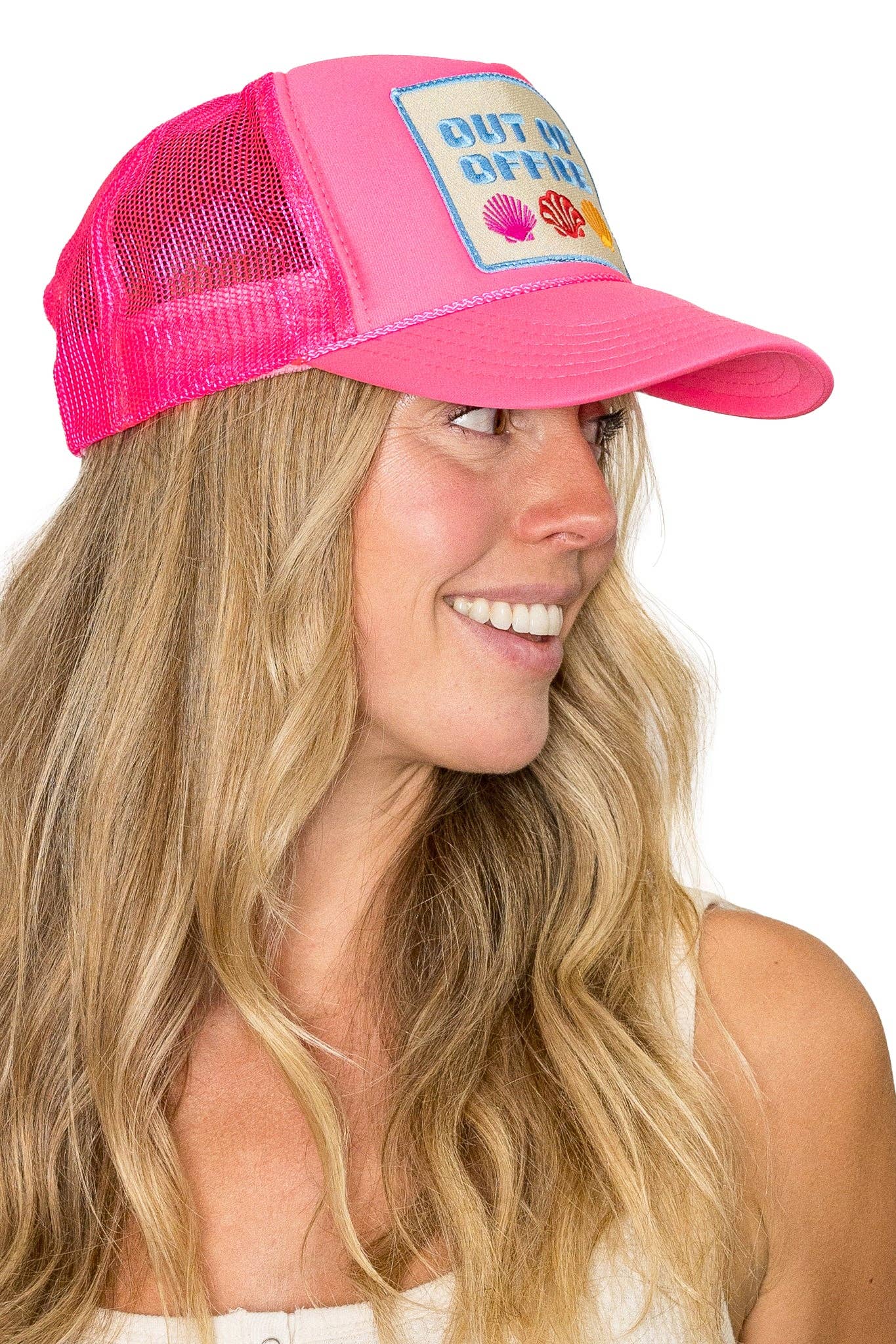 Out Of Office Trucker Hat in Pink - Elk + Elm