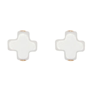 E Newton Signature Cross Stud Off White