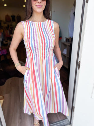 Pastel Rainbow Midi Dress - Elk + Elm
