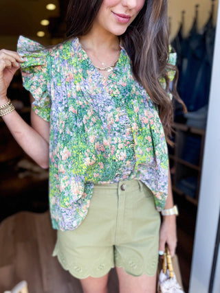 Peachy Petal Flutter Top - Elk + Elm
