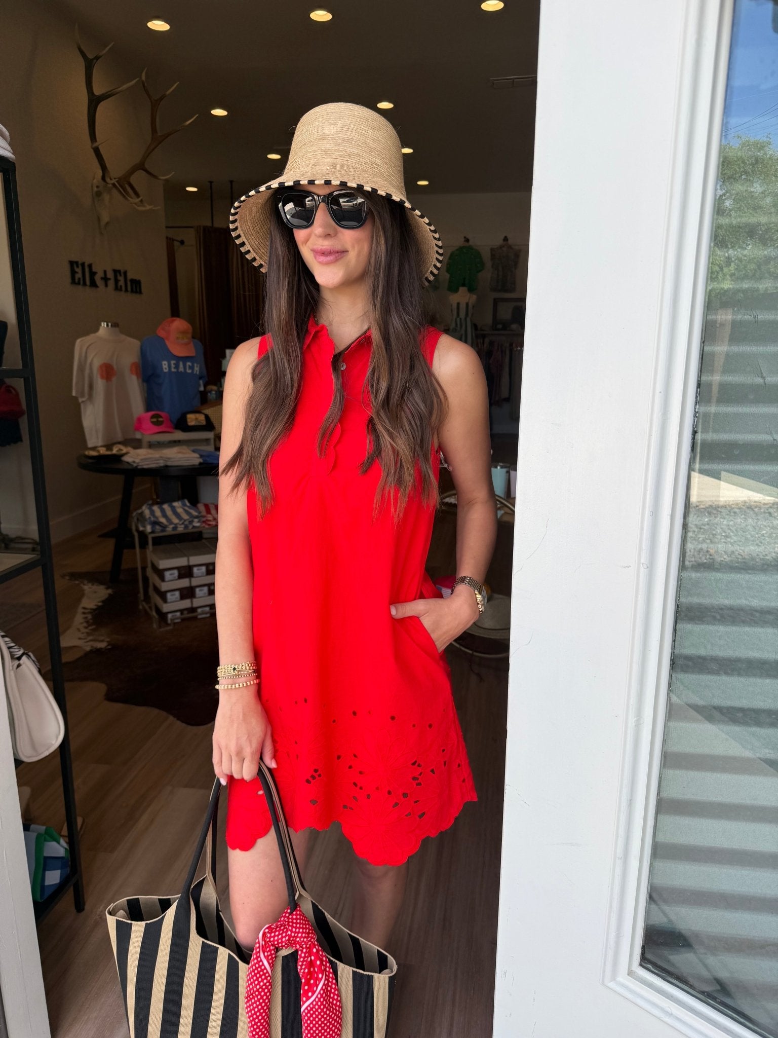 Poppy Eyelet MIni Dress - Elk + Elm