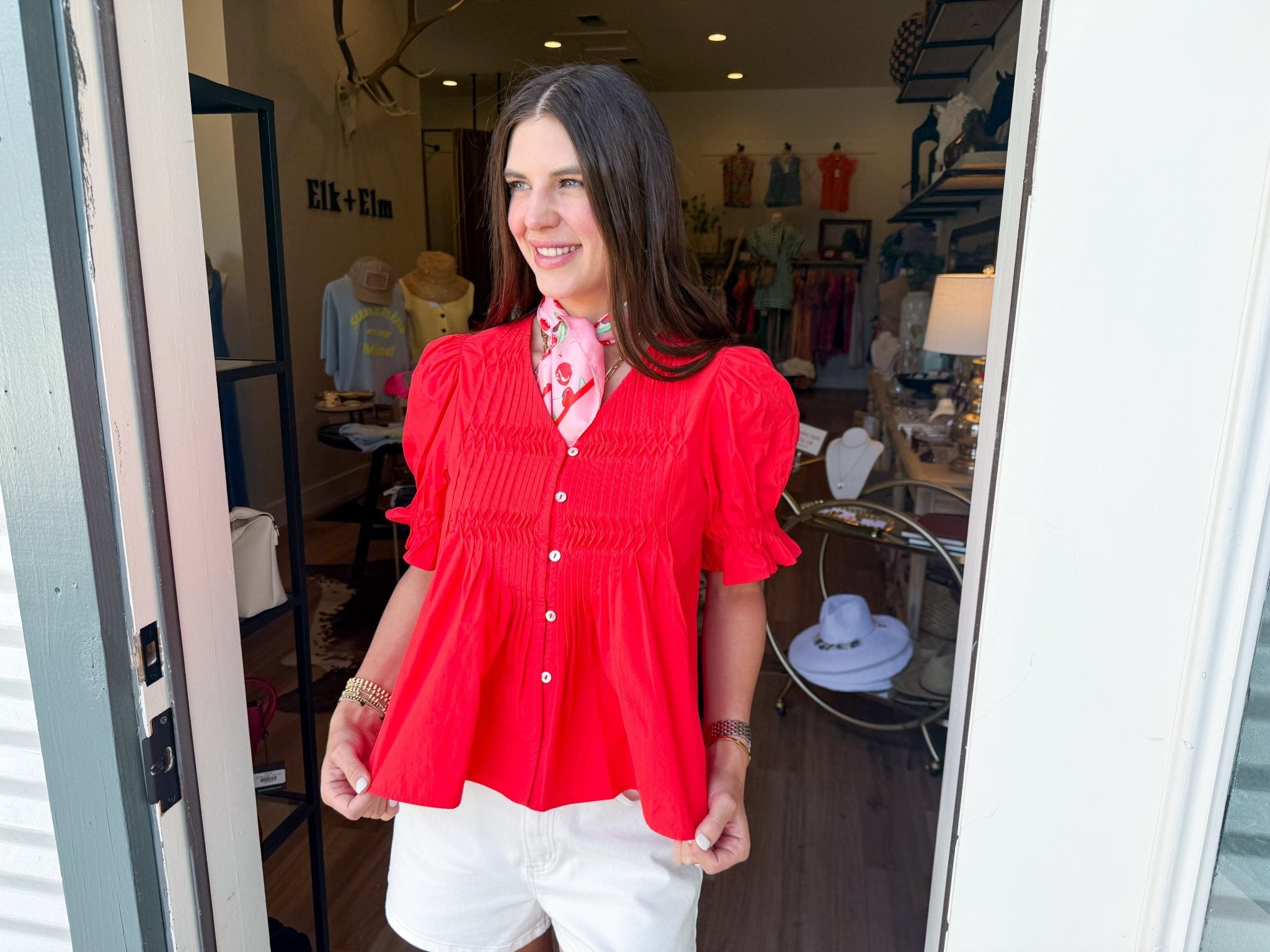 Poppy Pintuck Puff Top - Elk + Elm