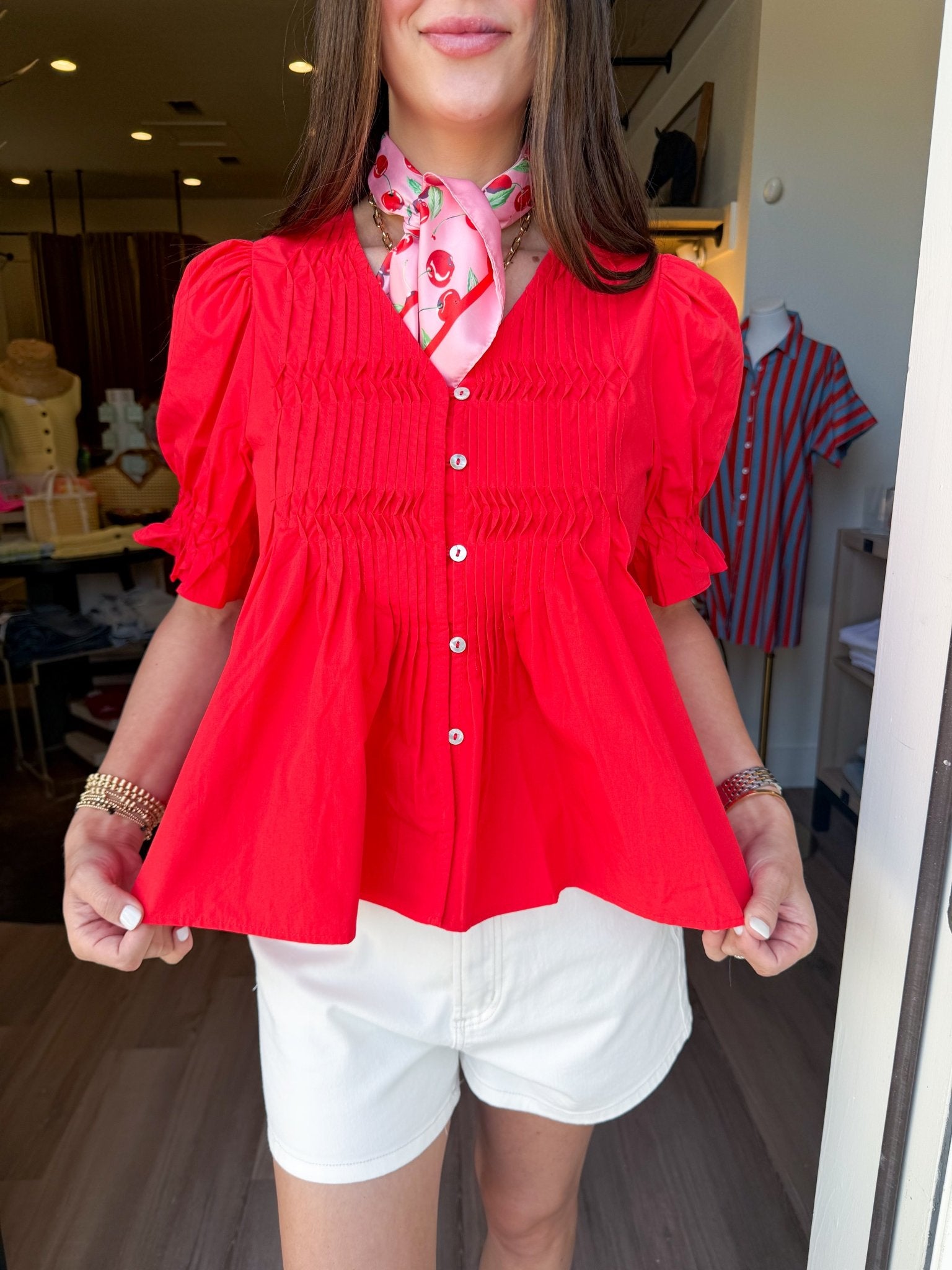 Poppy Pintuck Puff Top - Elk + Elm