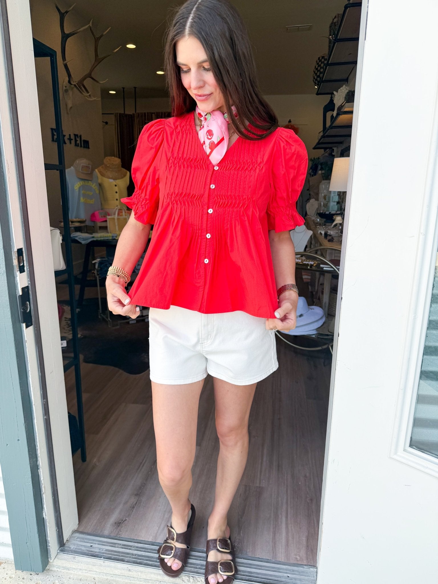 Poppy Pintuck Puff Top - Elk + Elm