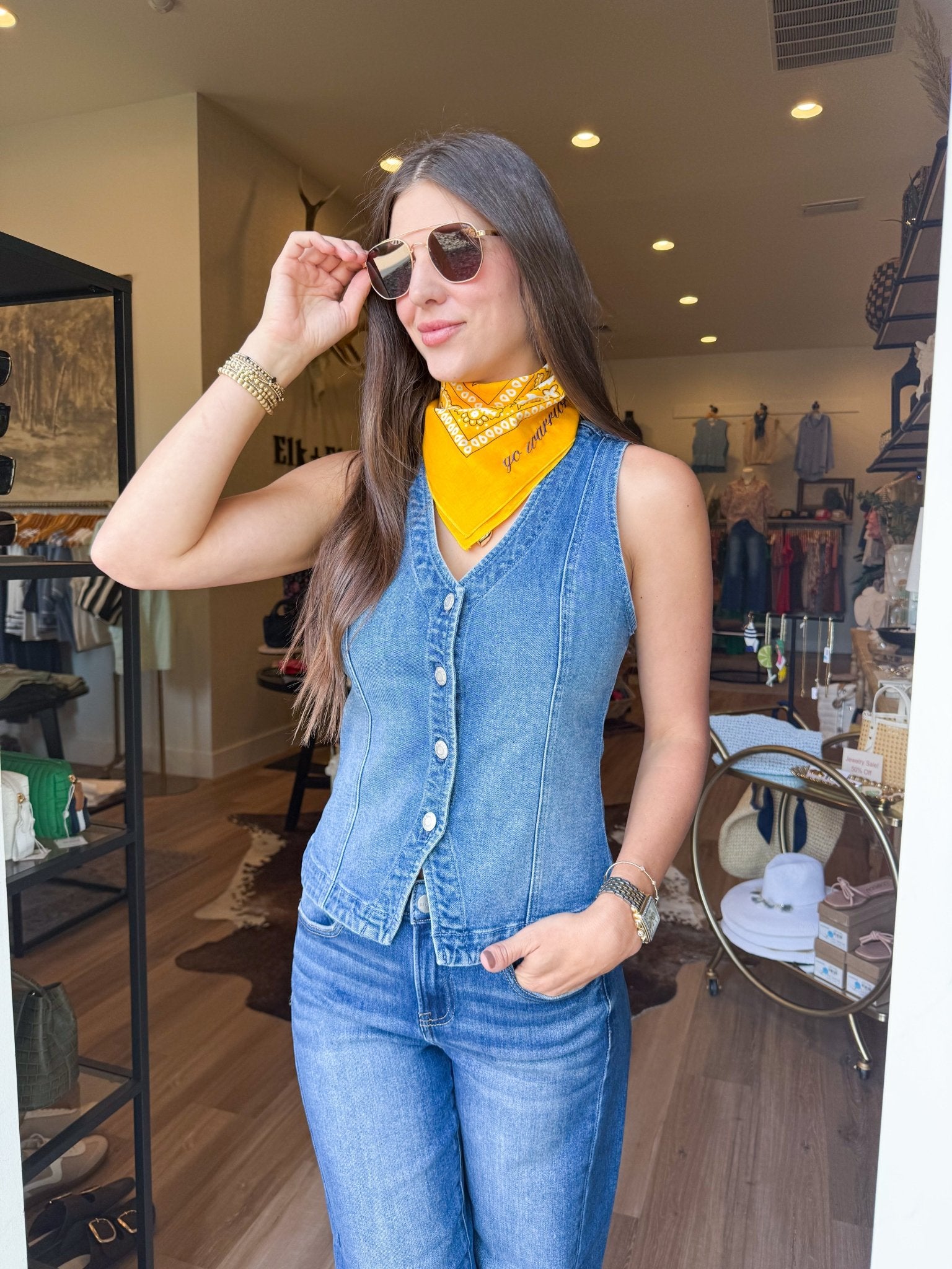 Porto Denim Vest - Elk + Elm