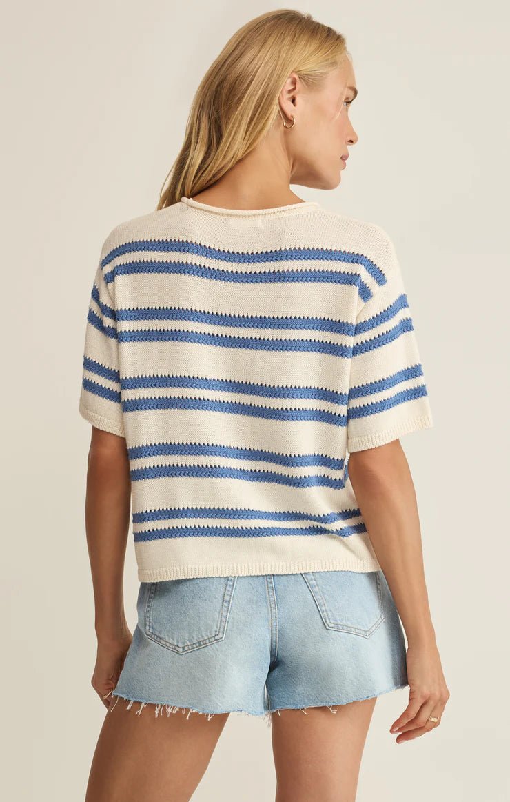 Prado Stripe Sweater Tee - Lake Blue - Elk + Elm