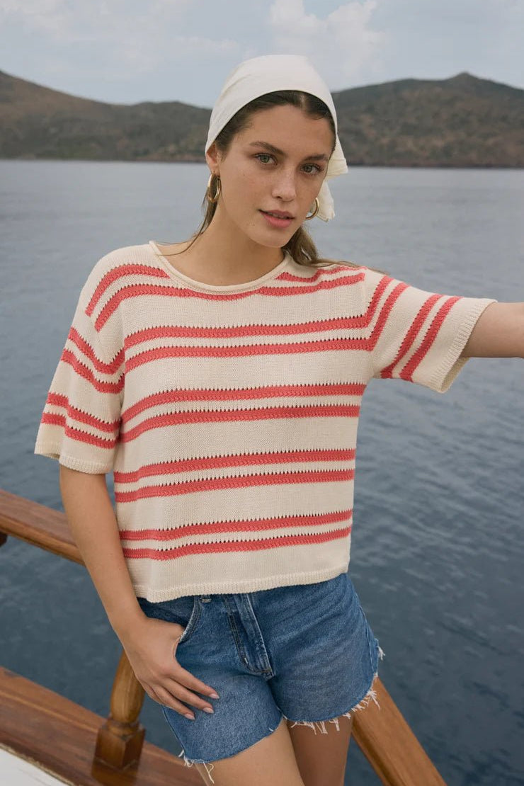 Prado Striped Sweater Tee - Elk + Elm