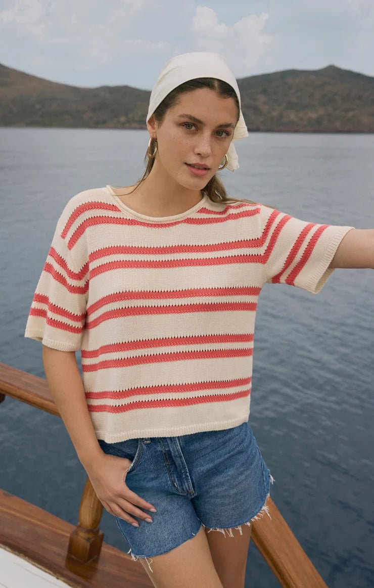 Prado Striped Sweater Tee - Elk + Elm