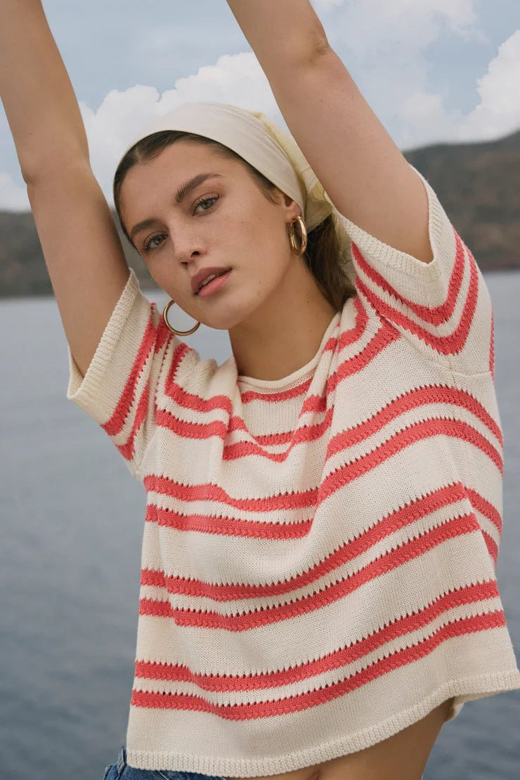 Prado Striped Sweater Tee - Elk + Elm