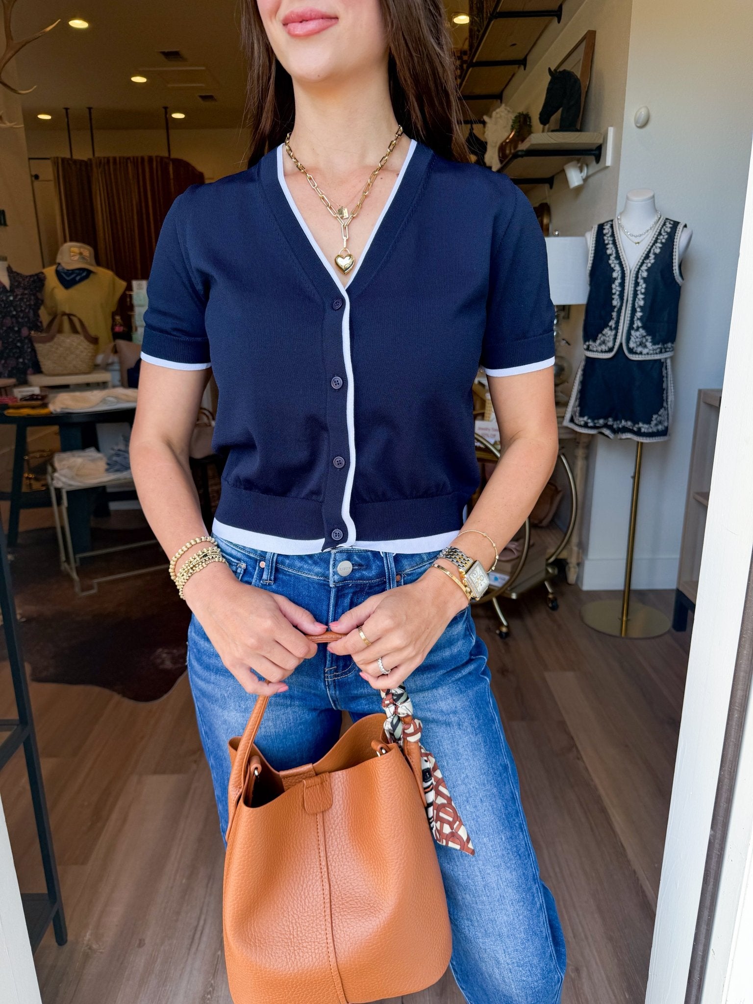 Preppy Layered Knit Top - Elk + Elm