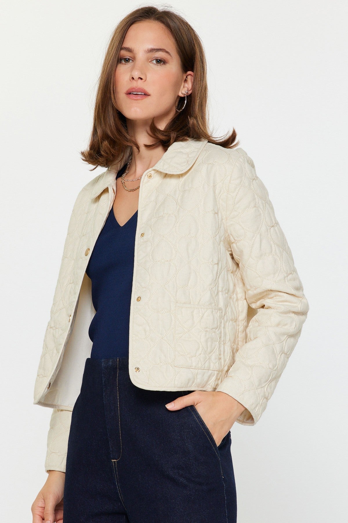 Quilted Crop Jacket - Natural - Elk + Elm
