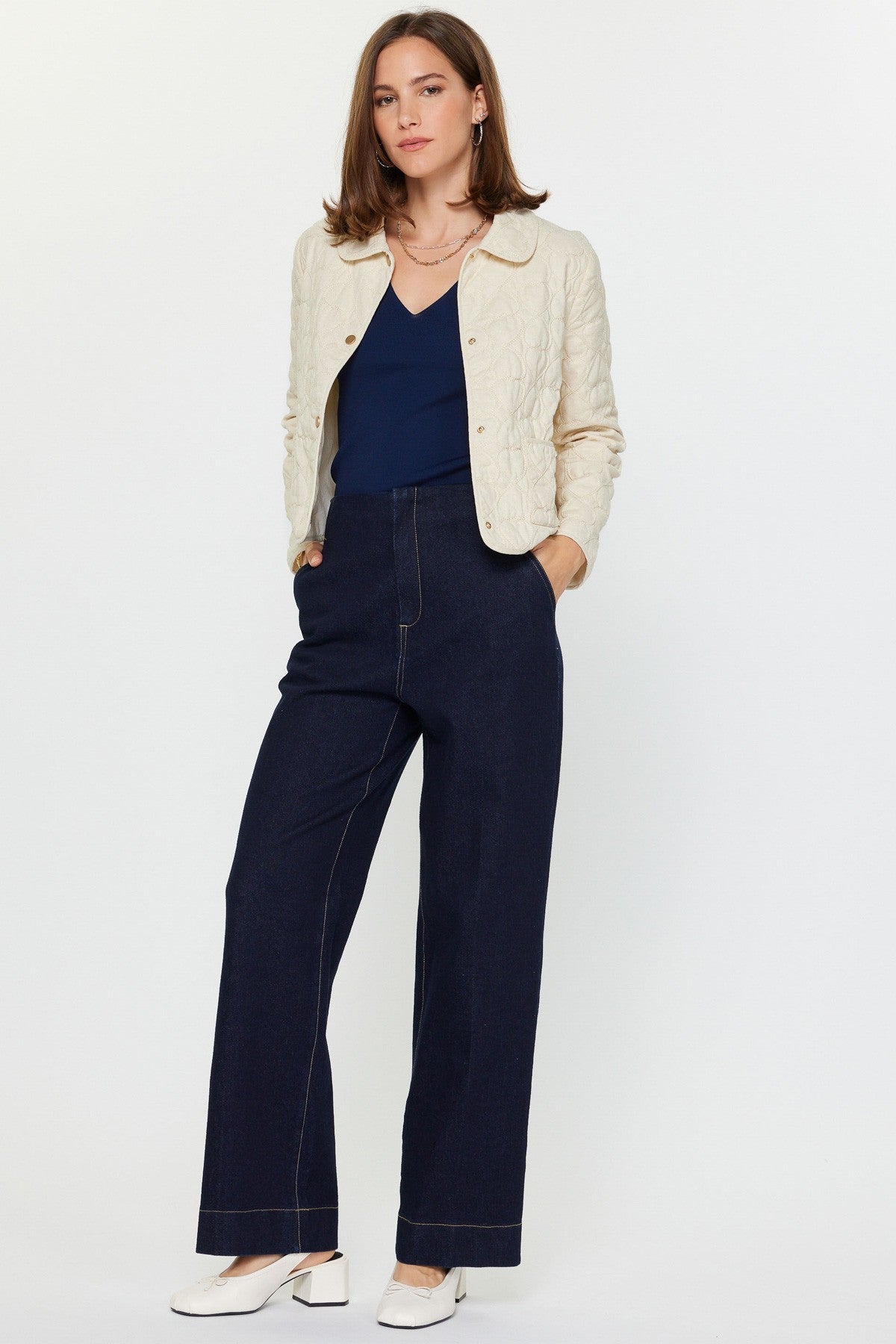 Quilted Crop Jacket - Natural - Elk + Elm