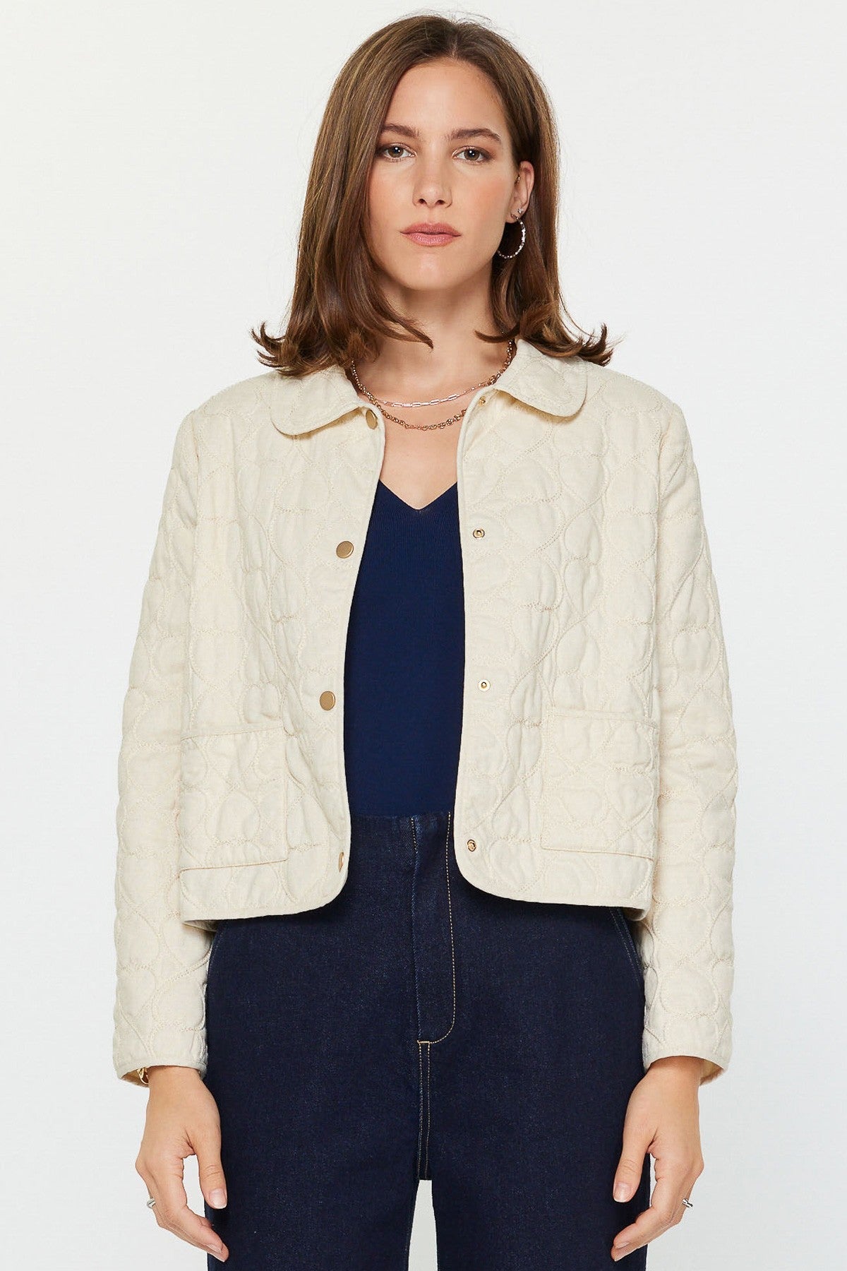 Quilted Crop Jacket - Natural - Elk + Elm